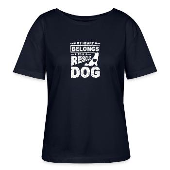 My heart belongs to a rescue dog - Stanley/Stella Relaxed Rundhals Frauen Bio-T-Shirt SERENA - Navy - Vorne - Anna (173cm)