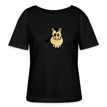 Dickes Pony - Stanley/Stella Relaxed Rundhals Frauen Bio-T-Shirt SERENA - Schwarz - Vorne - Anna (173cm)