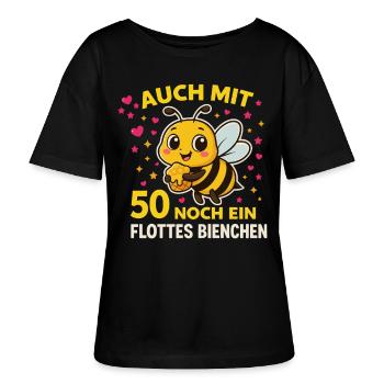 Auch mit 50 noch ein flottes Bienchen – Geburtstag - Stanley/Stella Relaxed Rundhals Frauen Bio-T-Shirt SERENA - Schwarz - Vorne - Anna (173cm)