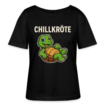 Chillkröte Schildkröte - Lustige Schildkröte - Stanley/Stella Relaxed Rundhals Frauen Bio-T-Shirt SERENA - Schwarz - Vorne - Anna (173cm)