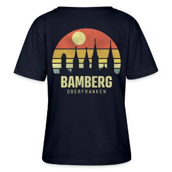 Bamberg Bamberg Ciudad de Alta Franconia Coordenadas - Camiseta ecológica para mujer con cuello redondo y corte relaxed SERENA de Stanley/Stella - azul marino - detrás - Anna (173cm)