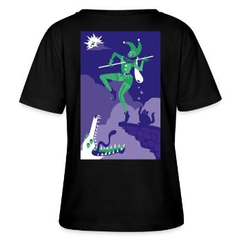 Der Narr - Tarot Große Arkana Illustration - Stanley/Stella Relaxed Rundhals Frauen Bio-T-Shirt SERENA - Schwarz - Hinten - Anna (173cm)
