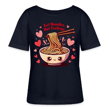 Lustiger Ramen Nudel Spruch - Stanley/Stella Relaxed Rundhals Frauen Bio-T-Shirt SERENA - Navy - Vorne - Anna (173cm)