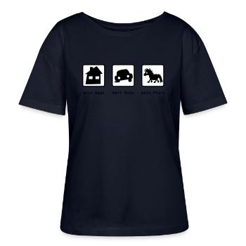 Mein Haus, mein Auto, mein Pferd - Stanley/Stella Relaxed Rundhals Frauen Bio-T-Shirt SERENA - Navy - Vorne - Anna (173cm)