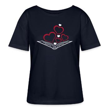 Buch mit Herzen Flock - Stanley/Stella Relaxed Rundhals Frauen Bio-T-Shirt SERENA - Navy - Vorne - Anna (173cm)