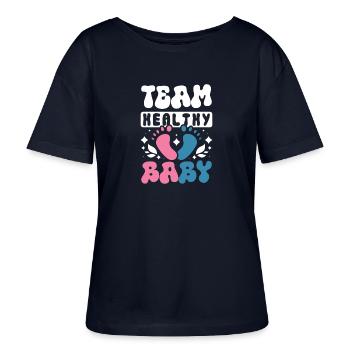 Team healthy baby - Stanley/Stella Relaxed Rundhals Frauen Bio-T-Shirt SERENA - Navy - Vorne - Anna (173cm)