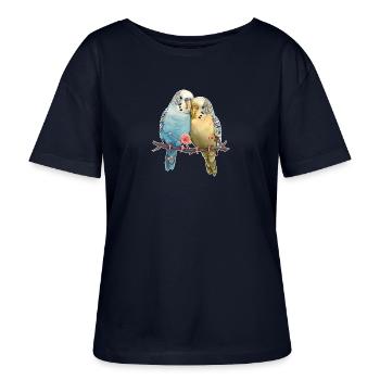 Budgies - T-shirt bio à col rond SERENA Stanley/Stella Femme - marine - Devant - Anna (173cm)