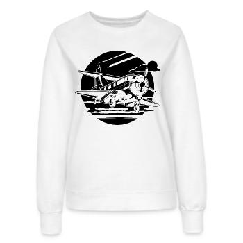 Dessin de l’avion de l’hélice - Sweat Femme - blanc - Devant - AI Model Female 172 dark (172cm)