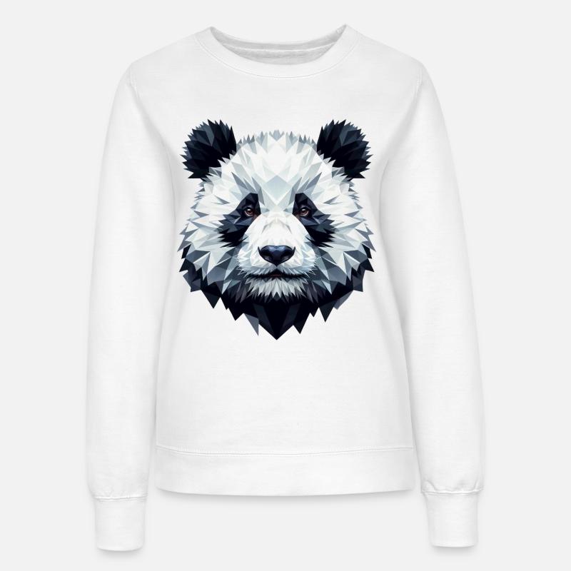 Panda Face Polygon Art Geometri - Sweatshirt til damer - hvid
