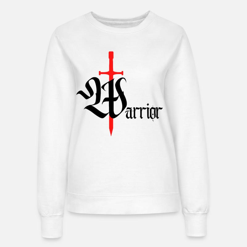 Gothic Warrior Design with Sword black text - Women’s Sweatshirt - white