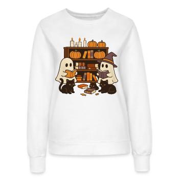 Halloween Geister lesen Bücher - Frauen Sweatshirt - Weiß - Vorne - AI Model Female 172 dark (172cm)