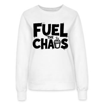 Alimentez le chaos Coffee Dicton pour les rebelles - Sweat Femme - blanc - Devant - AI Model Female 172 dark (172cm)