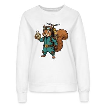 Écureuil Steampunk Aviateur Jetpack Boussole - Sweat Femme - blanc - Devant - AI Model Female 172 dark (172cm)