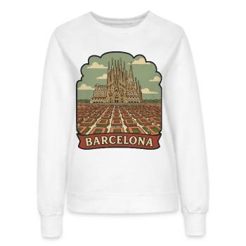 Badge de voyage rétro de la Sagrada Familia de Barcelone - Sweat Femme - blanc - Devant - AI Model Female 172 dark (172cm)