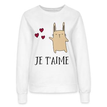 je t'aime - Women’s Sweatshirt - white - Front - AI Model Female 172 dark (172cm)