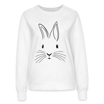 Minimalistischer Hase Osterhase Ostern Schlappohr - Frauen Sweatshirt - Weiß - Vorne - AI Model Female 172 dark (172cm)