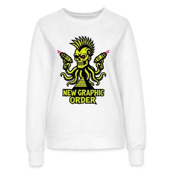 ONG Crâne Punk jaune - Sweat Femme - blanc - Devant - AI Model Female 172 dark (172cm)