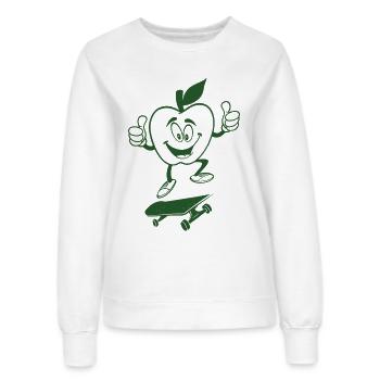 Pomme verte cool sur skateboard – style cartoon amusant - Sweat Femme - blanc - Devant - AI Model Female 172 dark (172cm)
