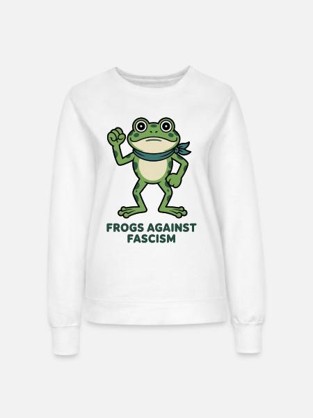 Frosch gegen Faschismus - Frauen Sweatshirt - Weiß