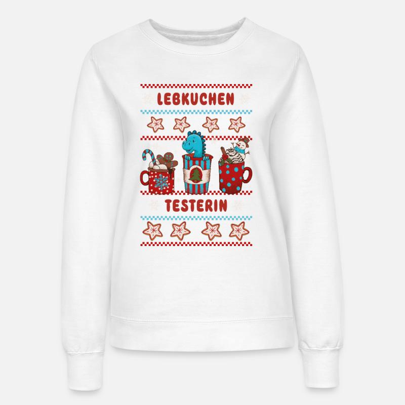 Gingerbread Tester - Christmas with Dino - Women’s Sweatshirt - white