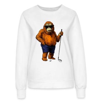 Affe Golfspieler - Frauen Sweatshirt - Weiß - Vorne - AI Model Female 172 dark (172cm)