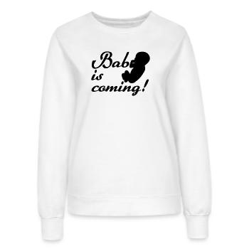 Baby is coming Geburt, Schwangerschaft, Geschenk - Frauen Sweatshirt - Weiß - Vorne - AI Model Female 172 dark (172cm)