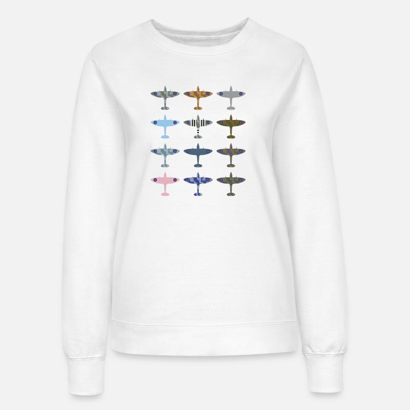 Spitfire Kampfflugzeug / Tarnmuster - Frauen Sweatshirt - Weiß