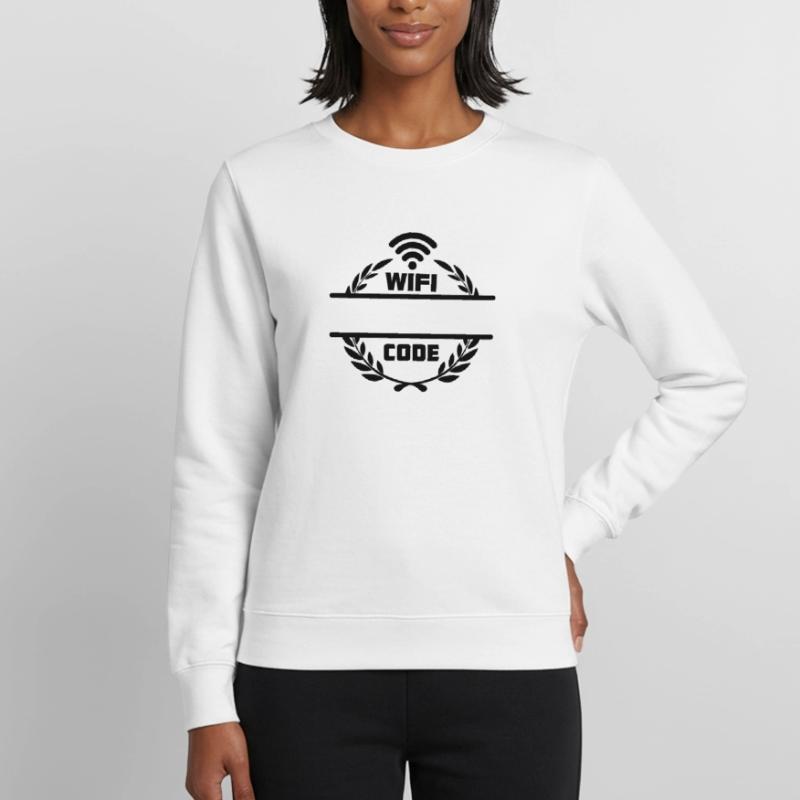 WLAN-Code im Lorbeerkranz mit leerer Textleiste Frauen Sweatshirt