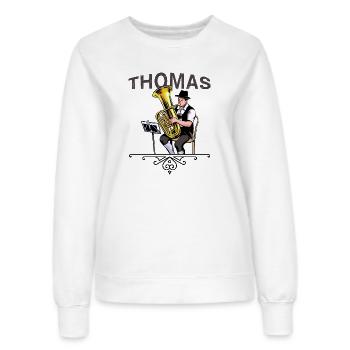 Joueur de tuba musique folklorique THOMAS - Sweat Femme - blanc - Devant - AI Model Female 172 dark (172cm)