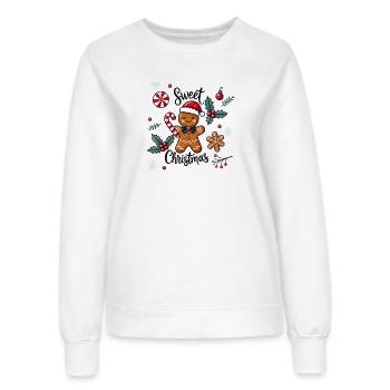 Fröhlicher Lebkuchenmann mit Zuckerstange - Frauen Sweatshirt - Weiß - Vorne - AI Model Female 172 dark (172cm)