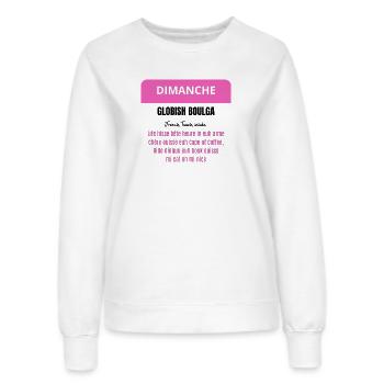 Dimanche - Globish Boulga - French Touch inside - Sweat Femme - blanc - Devant - AI Model Female 172 dark (172cm)