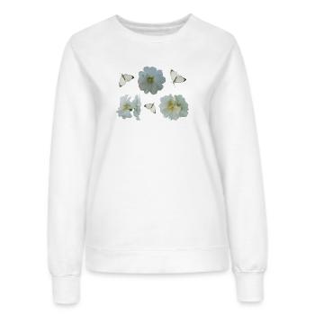 Stockrosen mit Schmetterlingen - Frauen Sweatshirt - Weiß - Vorne - AI Model Female 172 dark (172cm)