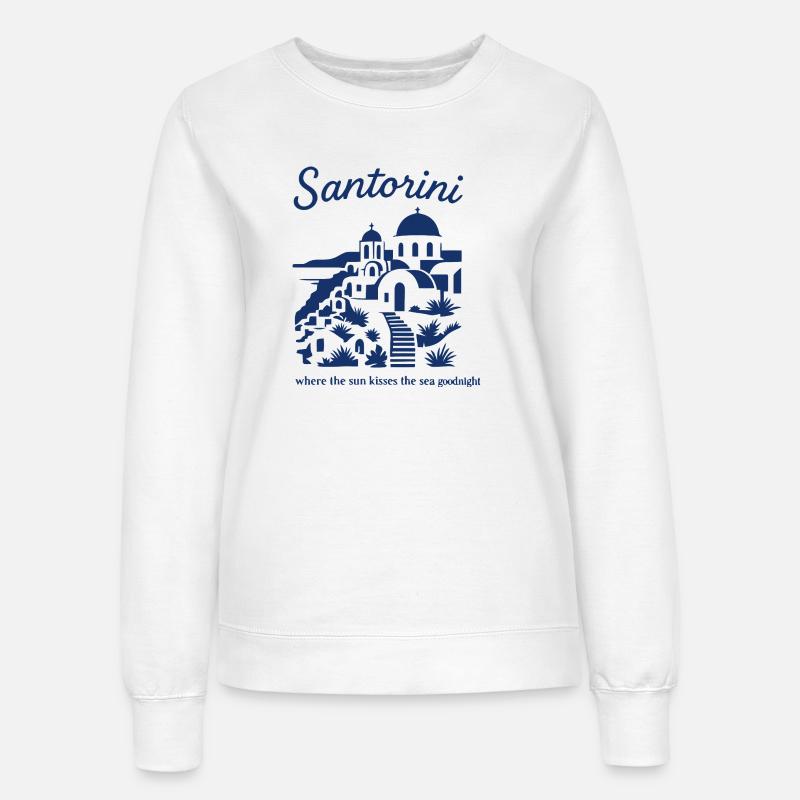 Santorini Sunsets Mountainscape Design - Women’s Sweatshirt - white