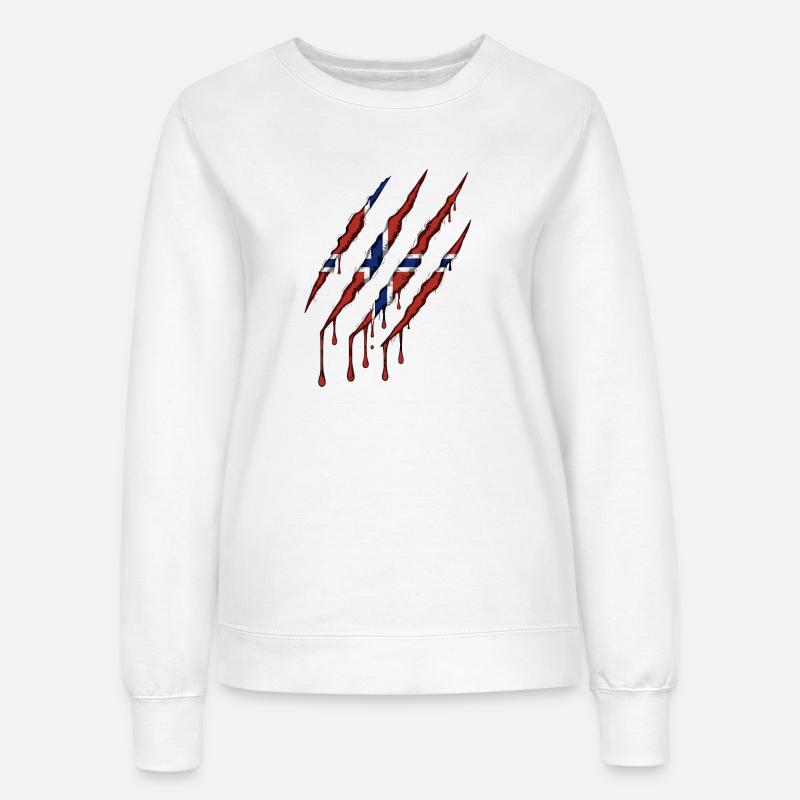 Norway Claw Norge Flag Scratch Mark - Women’s Sweatshirt - white