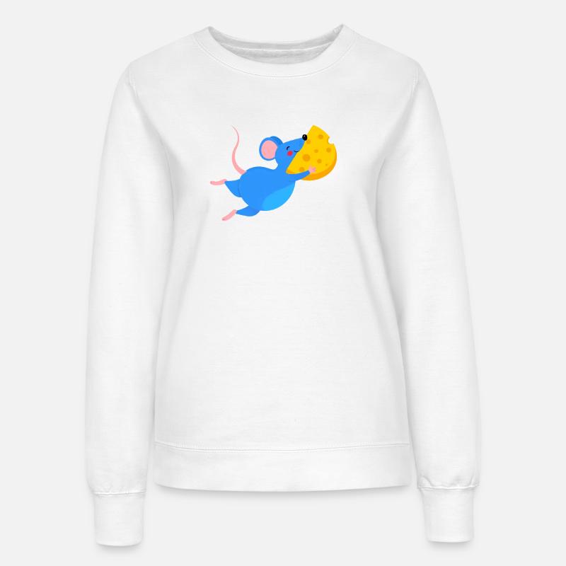 Happy Blue Mouse & Yellow Cheese - Women’s Sweatshirt - white