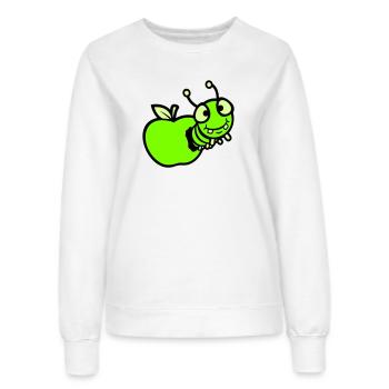 Raupe guckt Apfel Loch Comic lustig süß niedlich - Frauen Sweatshirt - Weiß - Vorne - AI Model Female 172 dark (172cm)