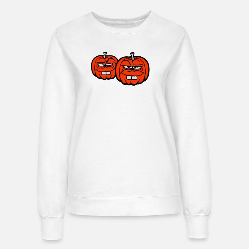 Due zucche birichine sciocca divertente squadra di Halloween - Felpa da donna - bianco