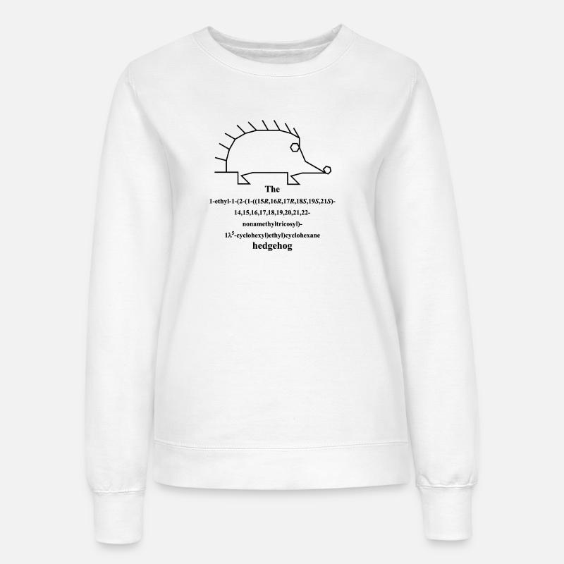 Hedgehog Molecule - IUPAC nomenclature Joke -b - Women’s Sweatshirt - white
