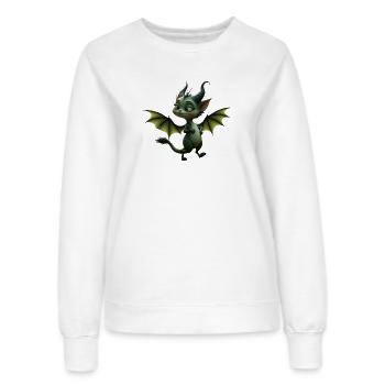 Geflügelter Grüner Drache - Frauen Sweatshirt - Weiß - Vorne - AI Model Female 172 dark (172cm)