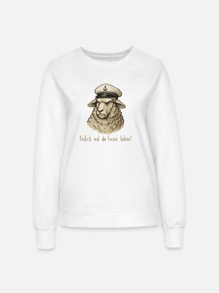 Matrose Schaf – Fresse Halten - Frauen Sweatshirt - Weiß