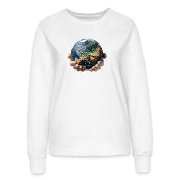 La Terre entre les mains : Responsabilité mondiale - Sweat Femme - blanc - Devant - AI Model Female 172 dark (172cm)