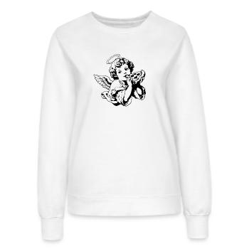 Pizza Engel – Cherub mit Pizzastück - Frauen Sweatshirt - Weiß - Vorne - AI Model Female 172 dark (172cm)