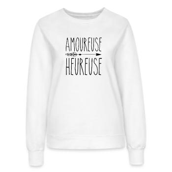 Amoureuse heureuse - Sweat Femme - blanc - Devant - AI Model Female 172 dark (172cm)