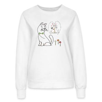 verliebte Katze - Frauen Sweatshirt - Weiß - Vorne - AI Model Female 172 dark (172cm)