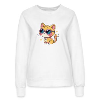 Kawaii cat pastel pink glasses - Women’s Sweatshirt - white - Front - AI Model Female 172 dark (172cm)