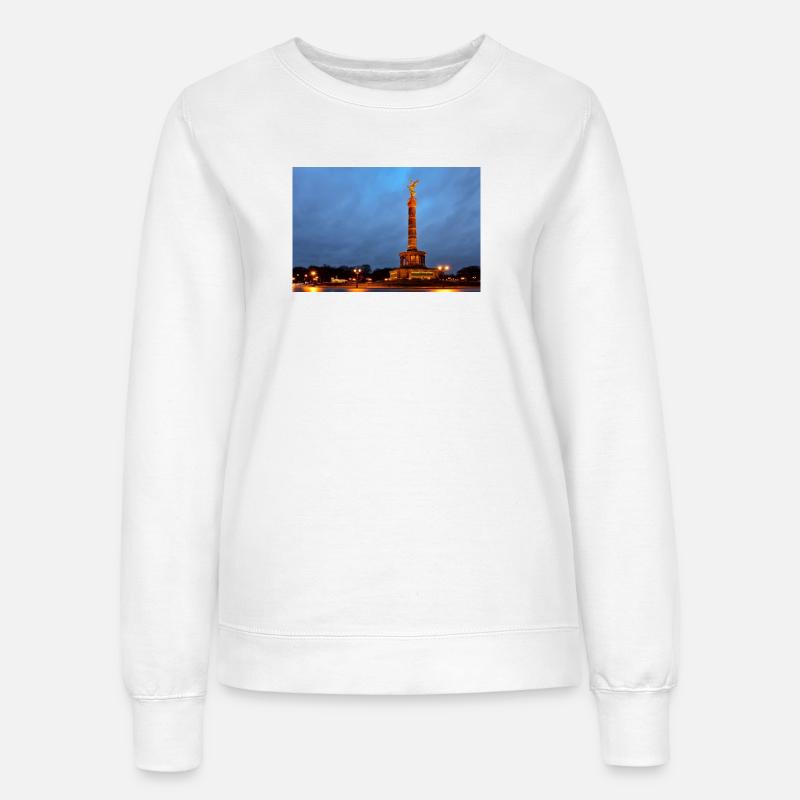Berliner Siegessäule bei Einbruch der Dämmerung - Frauen Sweatshirt - Weiß