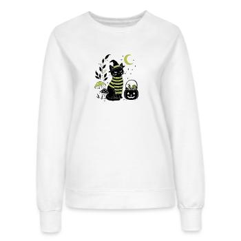 Hexenkatze mit Kürbiseimer – Cute Halloween Katze - Frauen Sweatshirt - Weiß - Vorne - AI Model Female 172 dark (172cm)