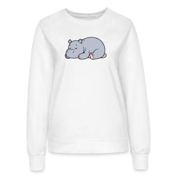 Schlafendes Nilpferd Müde Faul Vektor - Frauen Sweatshirt - Weiß - Vorne - AI Model Female 172 dark (172cm)