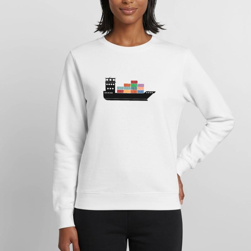 Seecontainerschiff oder Boot mit Containern Frauen Sweatshirt