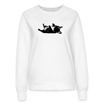 Chien allongé sur le dos - Sweat Femme - blanc - Devant - AI Model Female 172 dark (172cm)